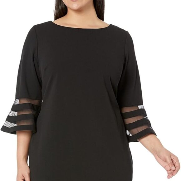 Calvin Klein Dresses & Skirts - Calvin Klein Women's Plus Size Bell Sleeve Sheath with Sheer Inserts Dress